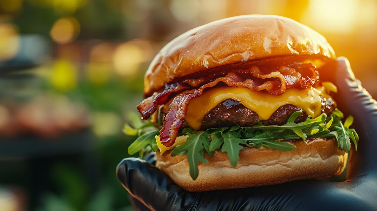 Hamburger vor einem Foodtruck – Brandschutz für Foodtrucks