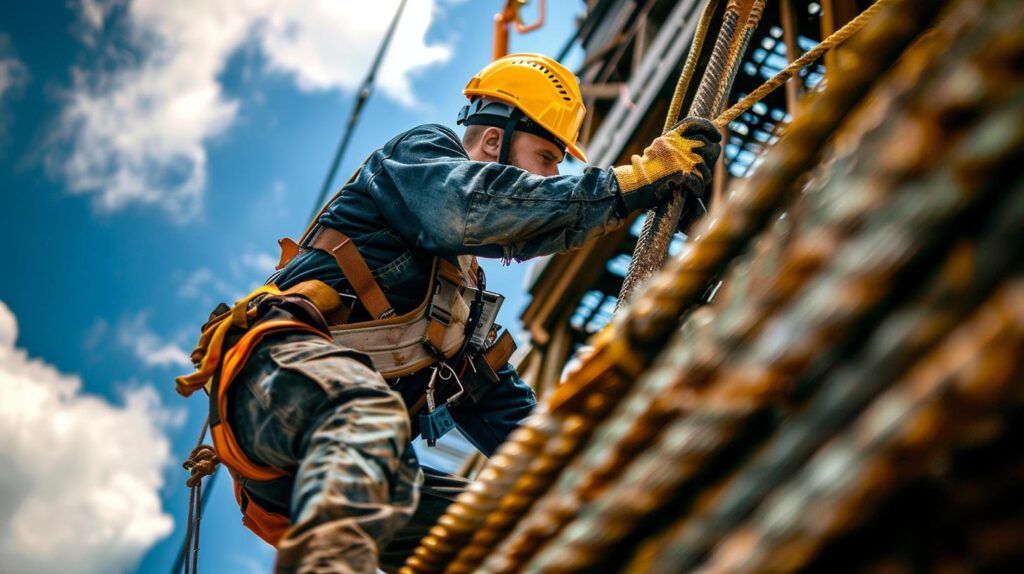 Arbeiter mit Schutzhelm arbeitet gemäß PSA-Verordnung im industriellen Umfeld