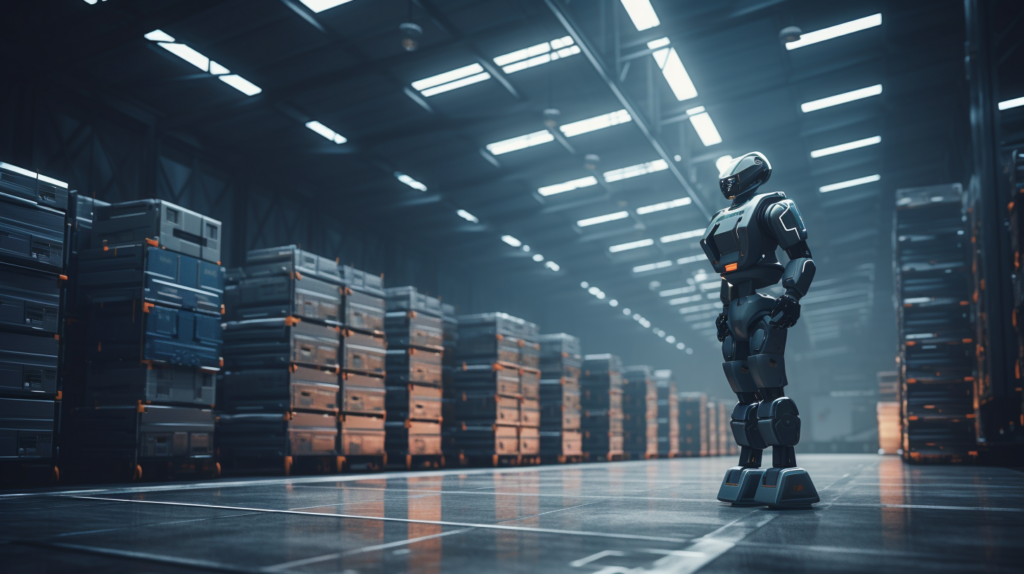 Roboter im automatisierten Warenlager unterstützt Logistik